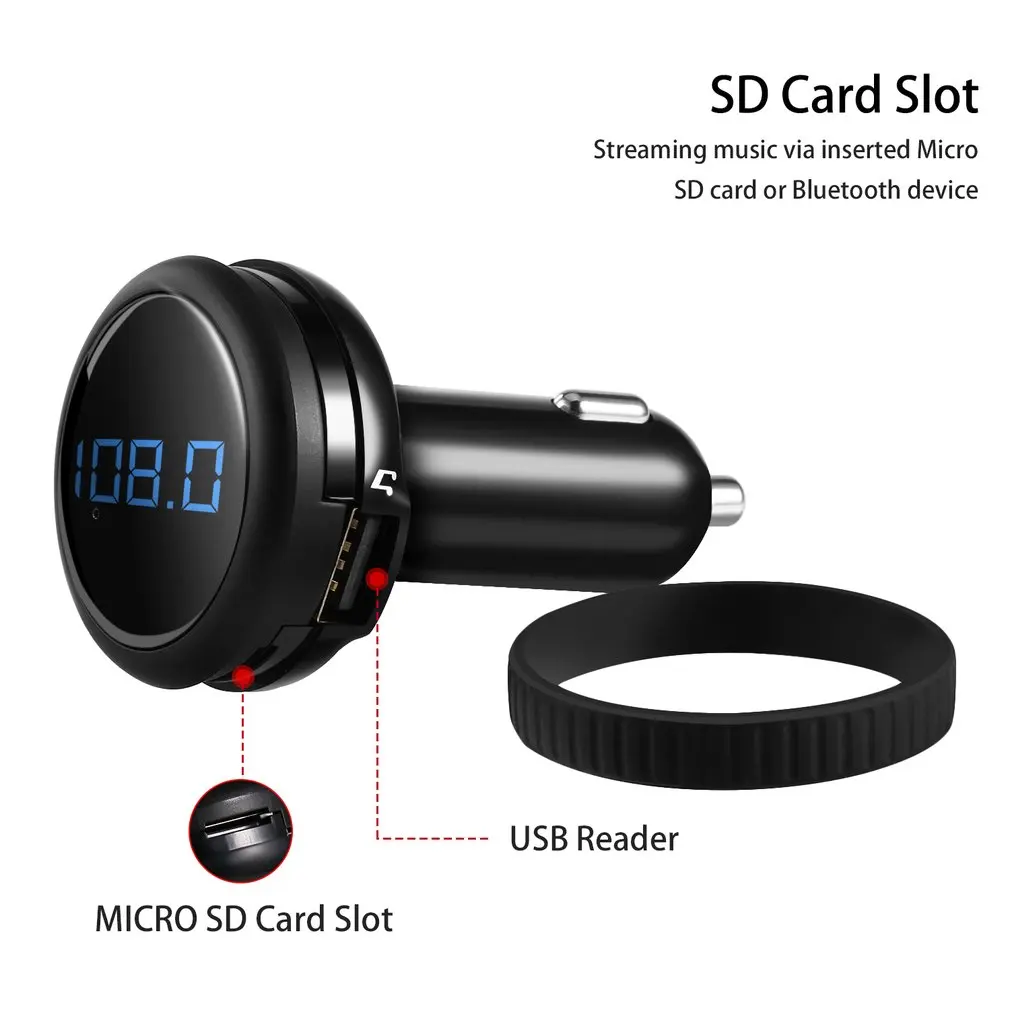

LESHP Wireless In Car Handsfree FM Transmitter Radio Adapter Car Kit with Remote Controller Black