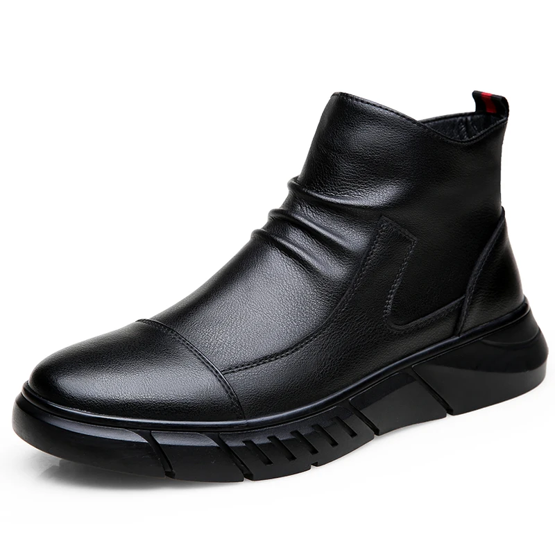 

2019 New Man Cow Leather Boots Soft Leather Shoes Cloth Inner 38-44 Man Fashion Split Leather Boots