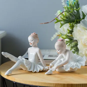 

Deco Maison Ceramic Ballet Girl Figurines Doll Room Home Decoration Accessories Living Room Bedroom Creative Gifts Garden Figure