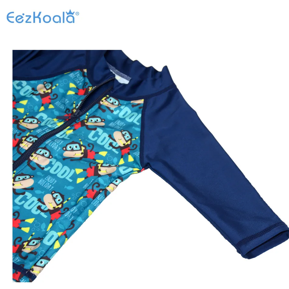 Eezkoala Long Sleeve Zipper Baby Swimwear Rash Vest for Toddler and Infant Swimsuit UV 50 Resistant Swimming Suit for  Kids