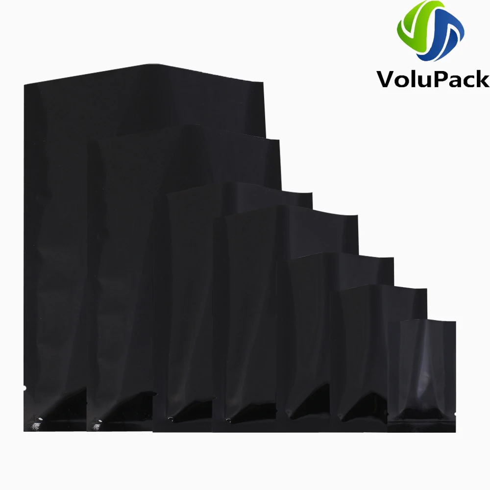 Glossy Black Reusable Metallic Mylar Organizer Pouches - Smell Proof Vacuum Seal Bags