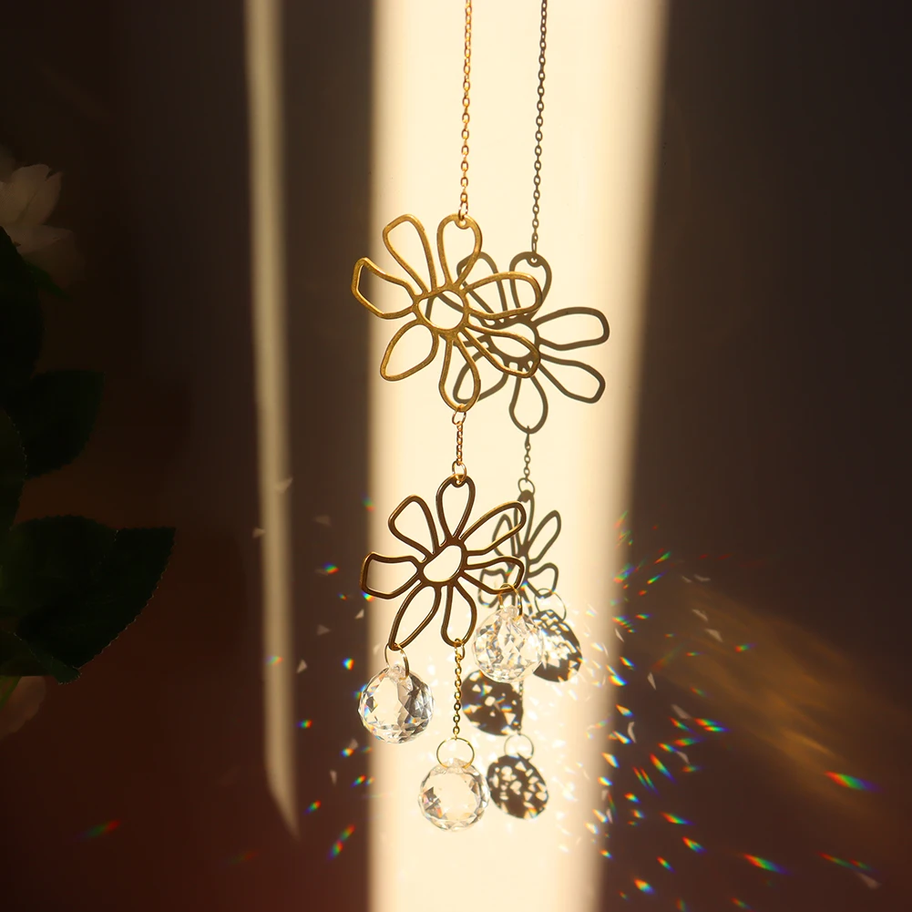 Crystal Wind Chime Crystal Hanging Prism Ornament Dream Catcher Plated Sun Catchers Hanging Decor for Outdoor Garden Windchimes sun catcher,sun catchers,window ornament