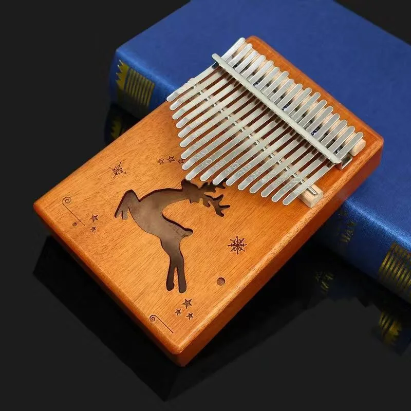 

17 Key Kalimba Thumb Piano Brown Christmas Deer Mahogany Africa Sanza Mbira Keyboard Musical Instrumentos Finger Piano xmas Gift
