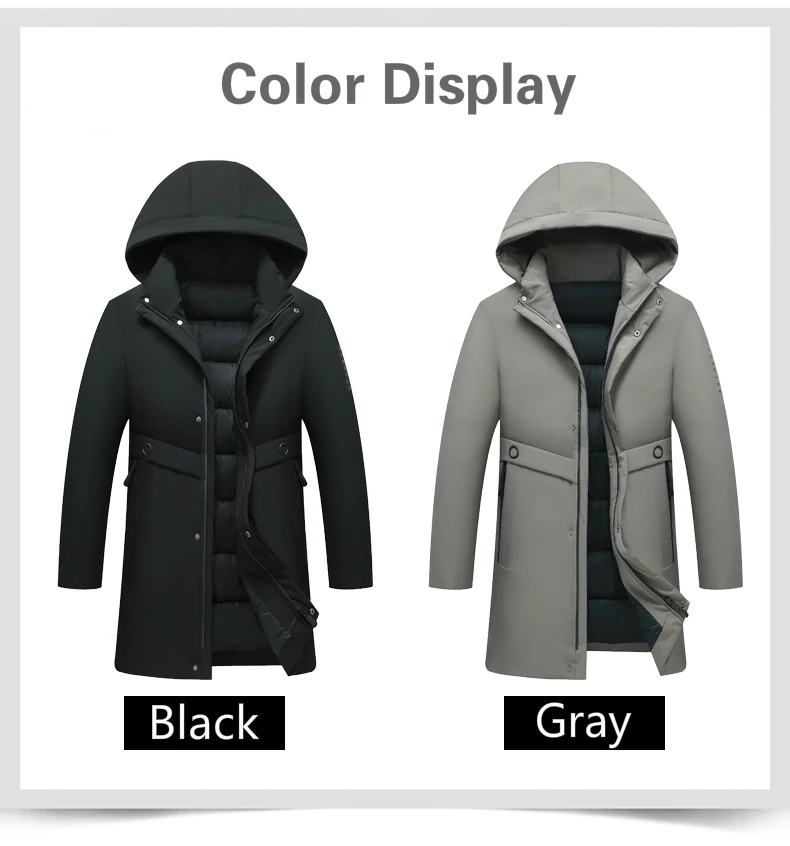 Парка для мужчин, Зимняя Теплая мужская куртка, повседневное Мужское пальто, серый, черный цвет, куртка-парка, толстая однотонная куртка, 5xl, мужские длинные пальто с капюшоном