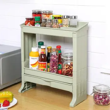 

Double Layer Drawer Style Storage Rack for Kitchen Condiments Organize