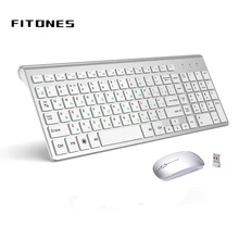 

New 2.4G Wireless Keyboard and Mouse, Russian Layout U.S. Layout, Compact, Convenient, Ultra Thin, Ergonomic, Silver White