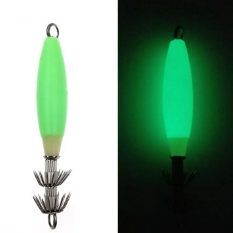 

4PCS Glow in Dark Luminous Fishing Lures Baits Squid Jigs Hooks Light Green Fishing Lure Hook Bait Fishhook