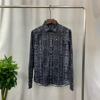 

Europe and America high quality Men's Shirts Fashion print long sleeves Shirts A824