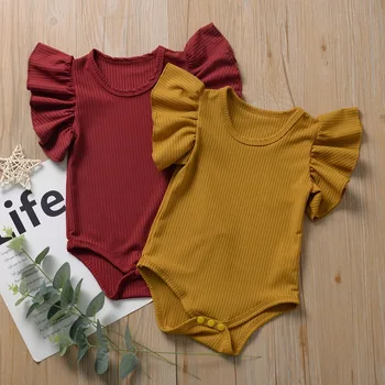 

Baby Bodysuit Summer Newborn Clothing New Infant Baby Girl Cotton Jumpsuit Short Sleeve Clothes Set Solid Ribbed Sunsuit