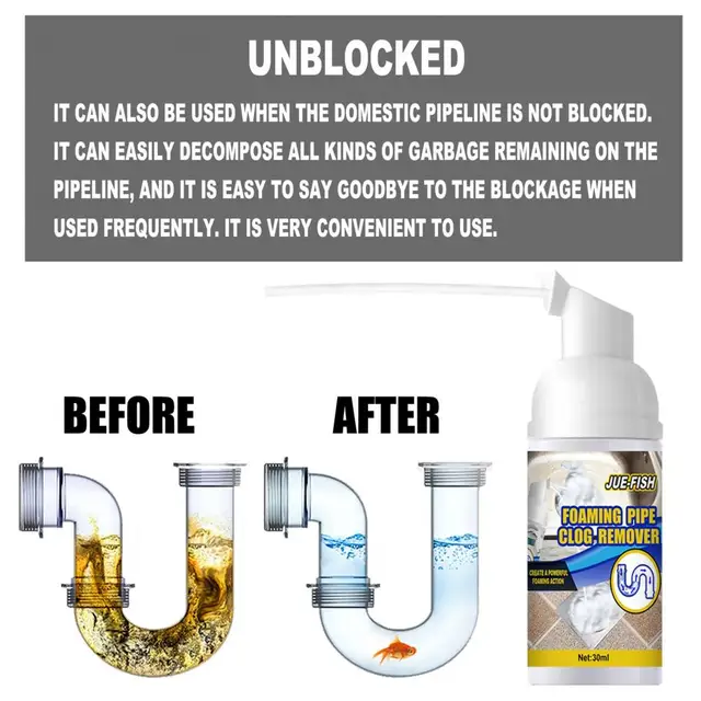 Drain Unclogs Dezodor Buborék Gyors Habosító Cső Tisztító Kotró Fehér Lefolyó Eltömődés Eltávolító
