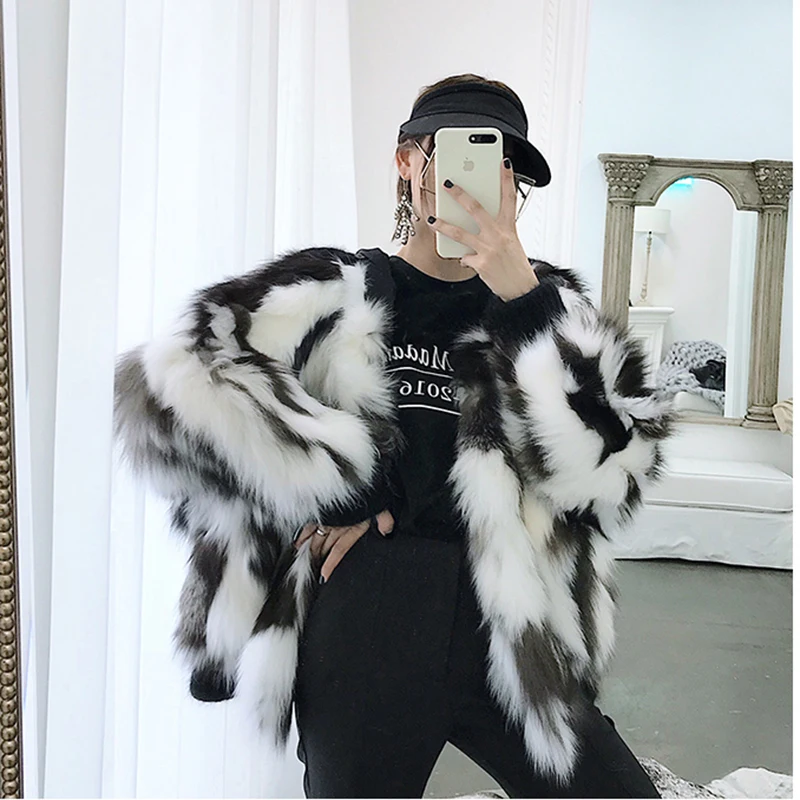 Женская Шуба из искусственного лисьего меха 6XL зимняя шуба с воротником стойкой и