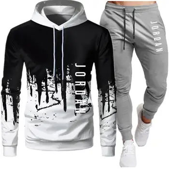 

Brand 2 Pieces Sets Tracksuit Men Hooded Sweatshirt+pants Pullover Hoodie Sportwear Suit Ropa Hombre Casual Men Clothes