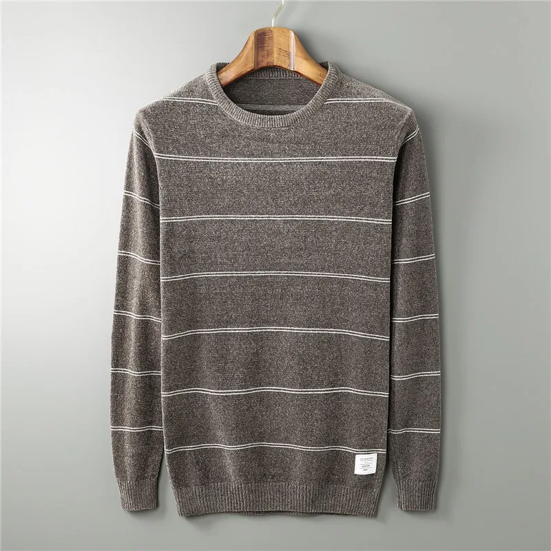 Men Winter Sweater Pullovers O-Neck Knitted Men Sweaters 2019 Business Casual Stripe Knitted Sweaters Men Plus Size Sweater