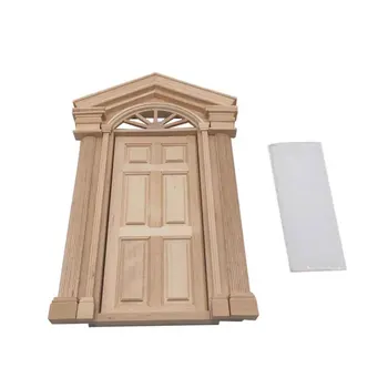 

1:12 Kids Toy Exterior Luxury DIY Miniature Furniture 6 Panel Doll House Door Handmade Model Living Room Unpainted Natural Wood
