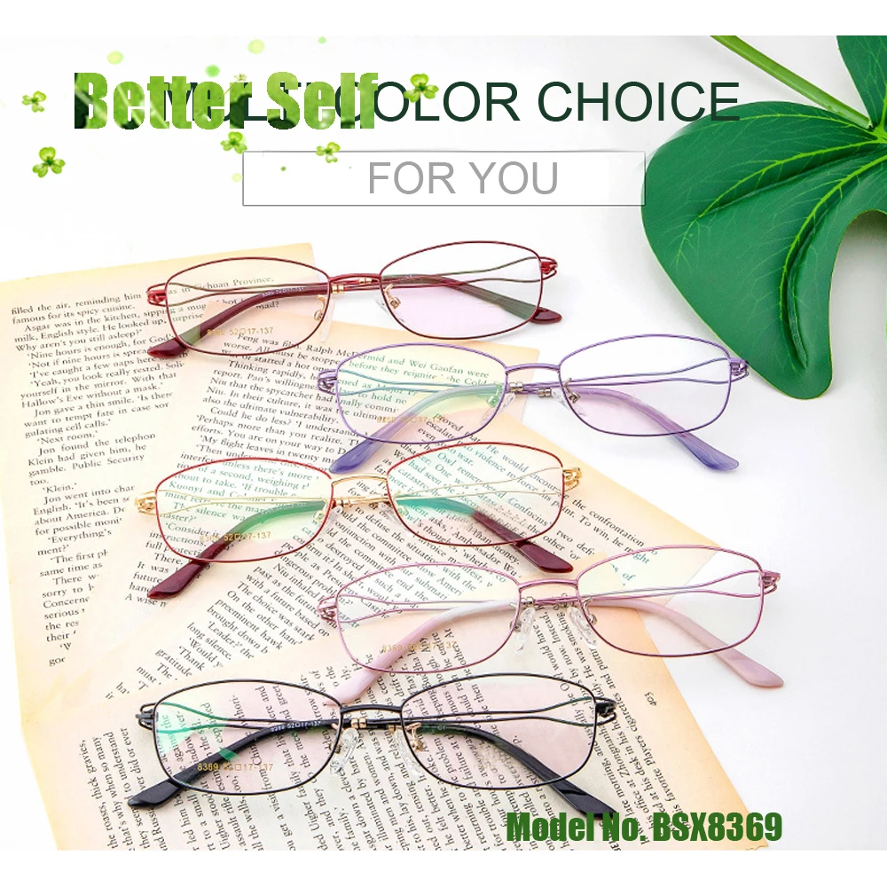 

Lady Business Eyewear BSX8369 Spectacles Rectangle Hollow Temple Can Be Equipped With Myopia Lens Women Office Fashion Glasses