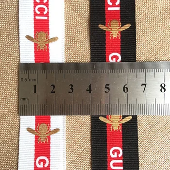 

2.5cm small bee printing Ribbon clothing gift packaging with shoes and hats decoration belt spot wholesale