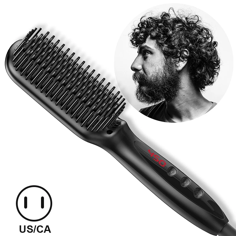 style 3 us plug Расческа расческа для волос beard straightener beard comb hair brush для бороды расческа для бороды comb hair comb гребень для волос расчёска для бороды мужские аксессуары расческа мужская выпрямитель для бороды VIP - Цвет: style 3 us plug