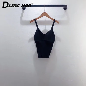 

LINGHAN 2020 new fashion women's club vest solid color sleeveless camisole sexy summer wild vest high quality elasticity top