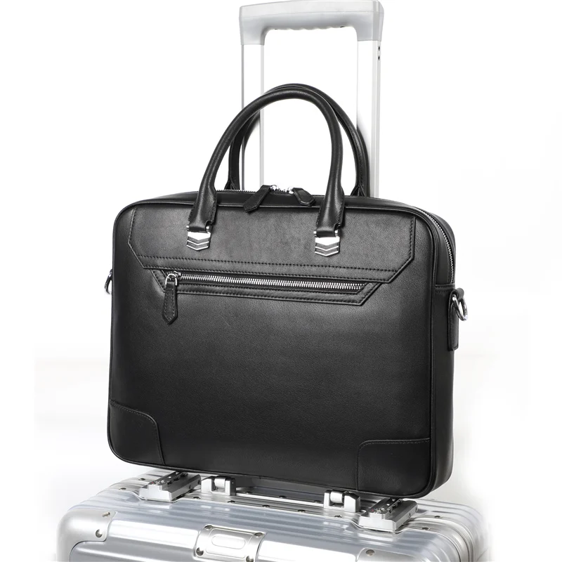 Nesitu Highend Новый A4 черный из натуральной кожи Офисные Мужские портфели портфельная Сумка Деловые дорожные сумки через плечо M6009