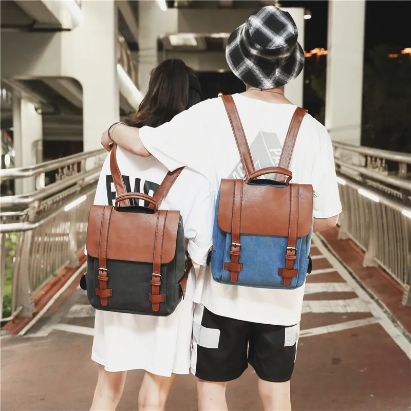 

Men's Canvas Backpack Korean-style Trend School Bag Retro Travel Computer Bag WOMEN'S Backpack