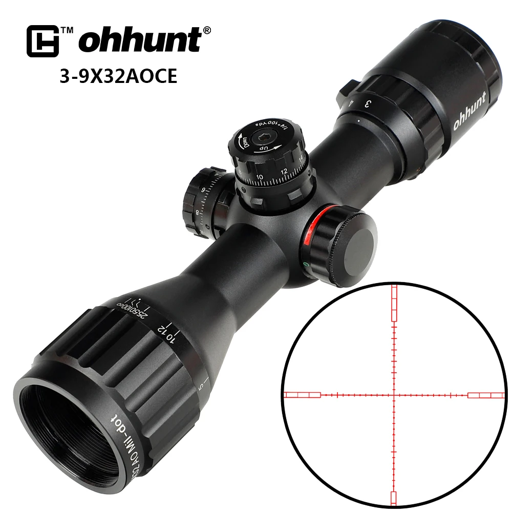 

3-9x32 AO Compact Hunting Optics 1/2 Half Mil Dot Reticle Riflescopes Turrets Locking with Sun Shade Tactical Rifle Scope zeiss