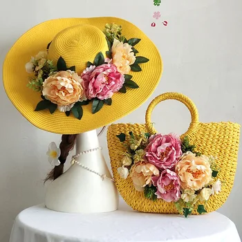 

Original Customized Rattan Summer Beach Bag Women Fahsion Weave Straw Tote Handbag Colorful Bohemia Style Hat Suit Photograph