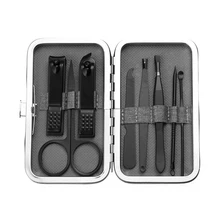 8 шт./компл. Многофункциональный комплект ножниц для ногтей из нержавеющей стали черный педикюр ножницы Пинцет маникюрный набор для дизайна ногтей инструменты