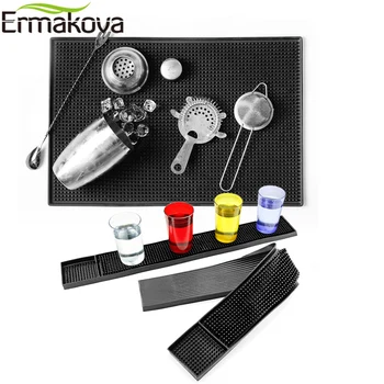 

ERMAKOVA Bar Mat Rubber Bar Service Mat Heavy Duty Coffee Bar Mat Spill Mat Rubber for Counter-Top Home Bar Decoration