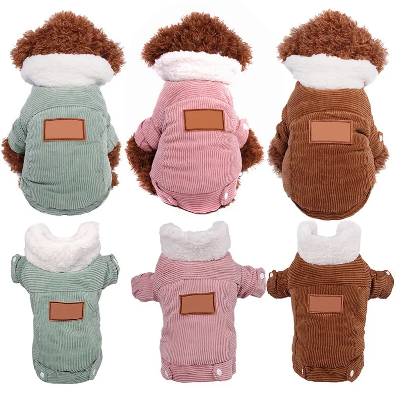 Утолщенное кордовое пальто для собак Одежда для куртки для собак домашних животных теплая зимняя одежда для щенков йоркки Чихуахуа Вельветовая одежда