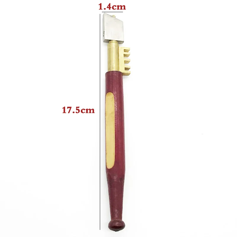 17.5mm Portable Glass Cutter Diamond Tipped Pencil Window Craft Cutting Knife Wooden Handle Tool