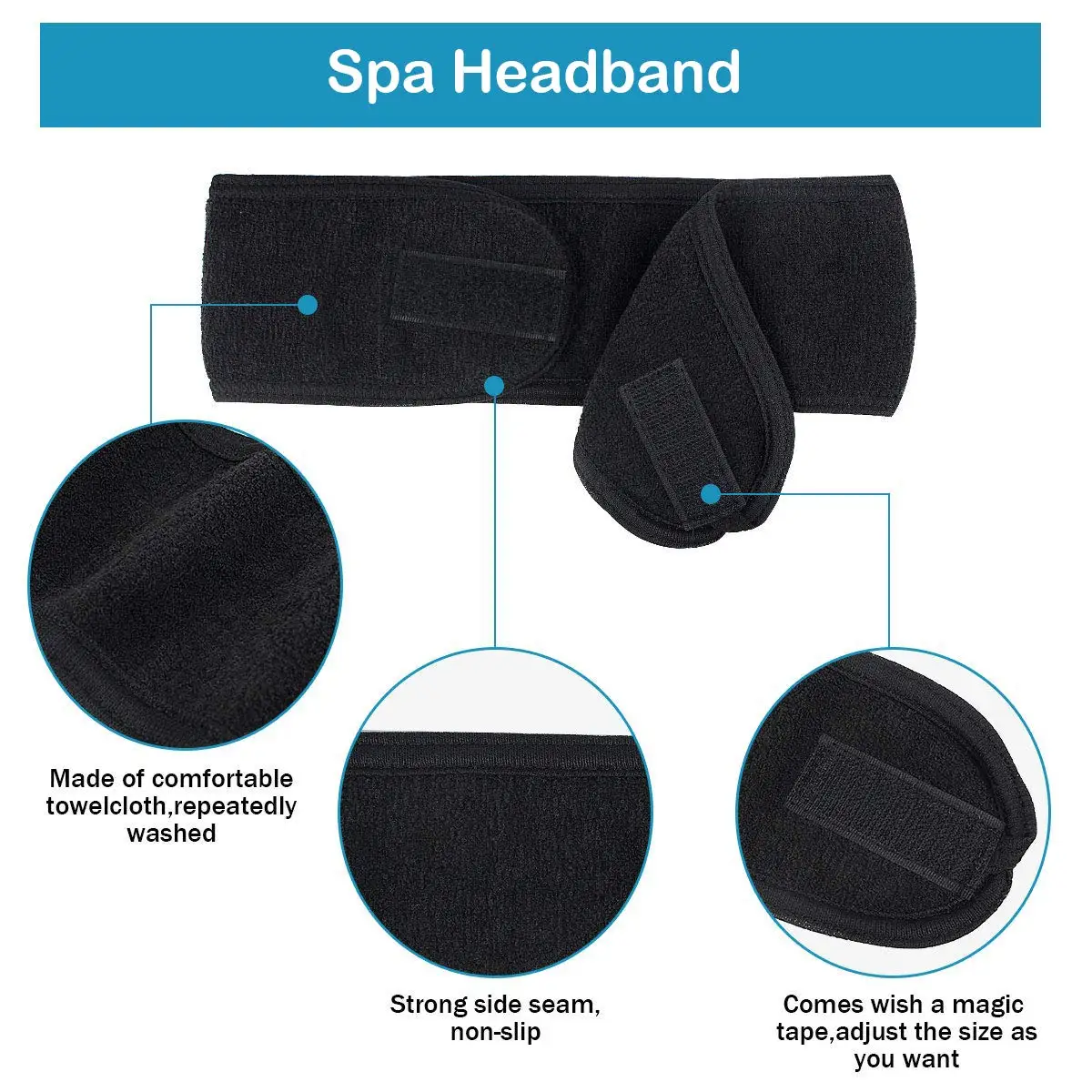 Towel Head Band Sweat Hairband Head Wrap Non-slip Stretchable Washable Headband Hair band for Sports Face Wash Makeup vintage hair clips