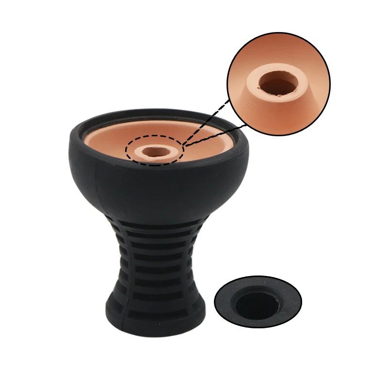 New 1PC Black Silicone & Ceramic Red Mud Shisha Bowl Shisha Tobacco Bowl Chicha Hookah Accessories