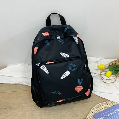 Корейский ins Harajuku японский консервативный стиль простая сумка на плечо Женская мода печать Твердые молнии Повседневный женский рюкзак - Цвет: black