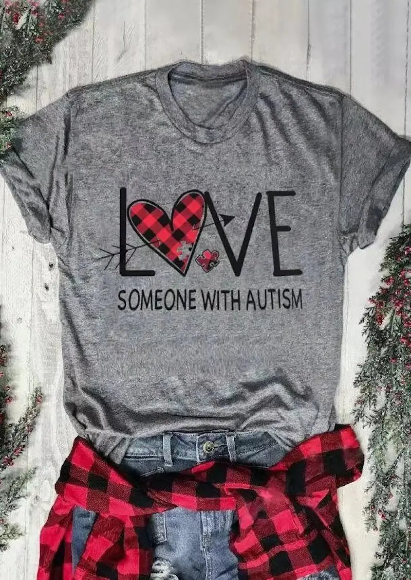 2020 Футболка женская Valentine Love Plaid топы с принтом букв хлопковая футболка коротким
