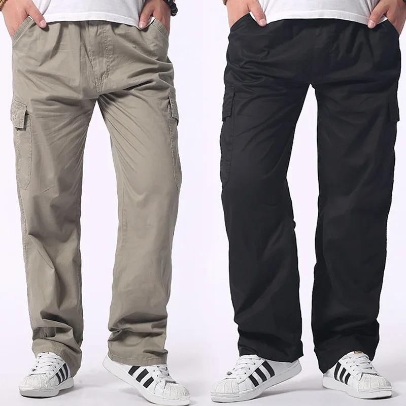 

Spring And Autumn Outdoor Casual Pants Thin Multi-pockets Bib Overall Men's Middle-aged Long Pants Slacks