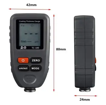 

TC-100 Thickness Gauge Digital Paint Coating Thickness Meter with LCD Display Electroplate Feeler Tester Fe/NFe 0-1.25mm for Ca