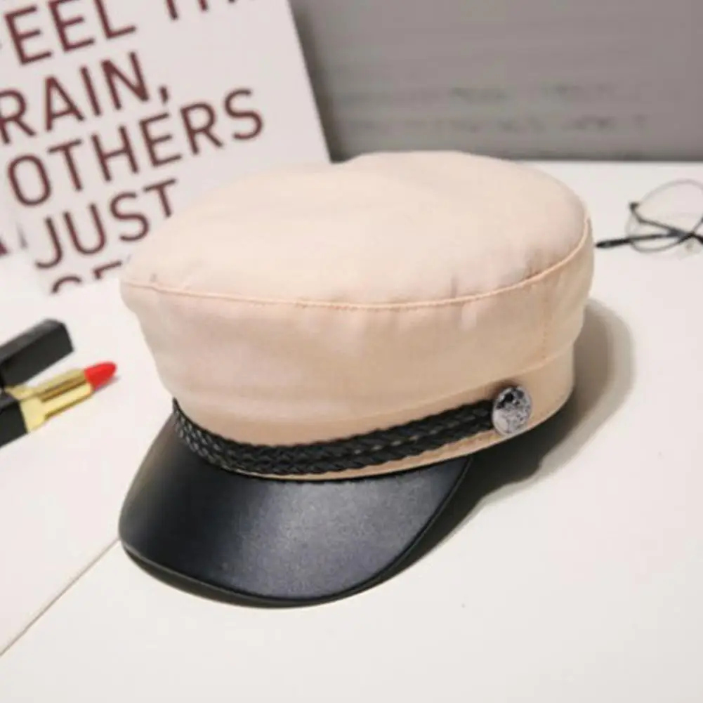 Thin beige Studyset Женская головной убор художника Мужская восьмиугольная кнопка тонкая плоская повседневная школьная берет художника Кепка шапка унисекс короткая - Цвет: Thin beige