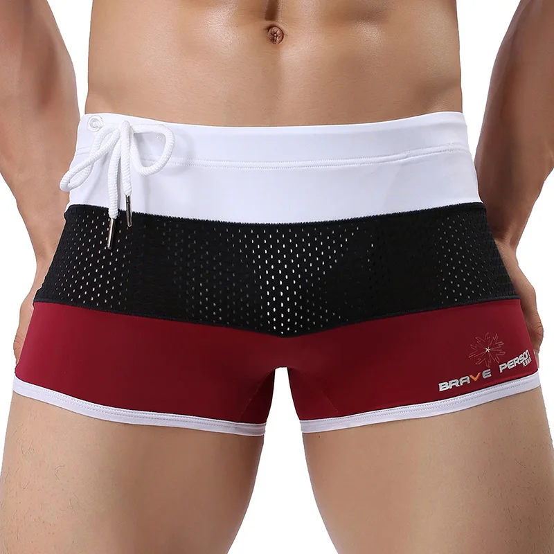 Men  Beach Shorts Mesh Breathable Board Shorts Surfing Water Short Pants Patchwork Swimsuit 2