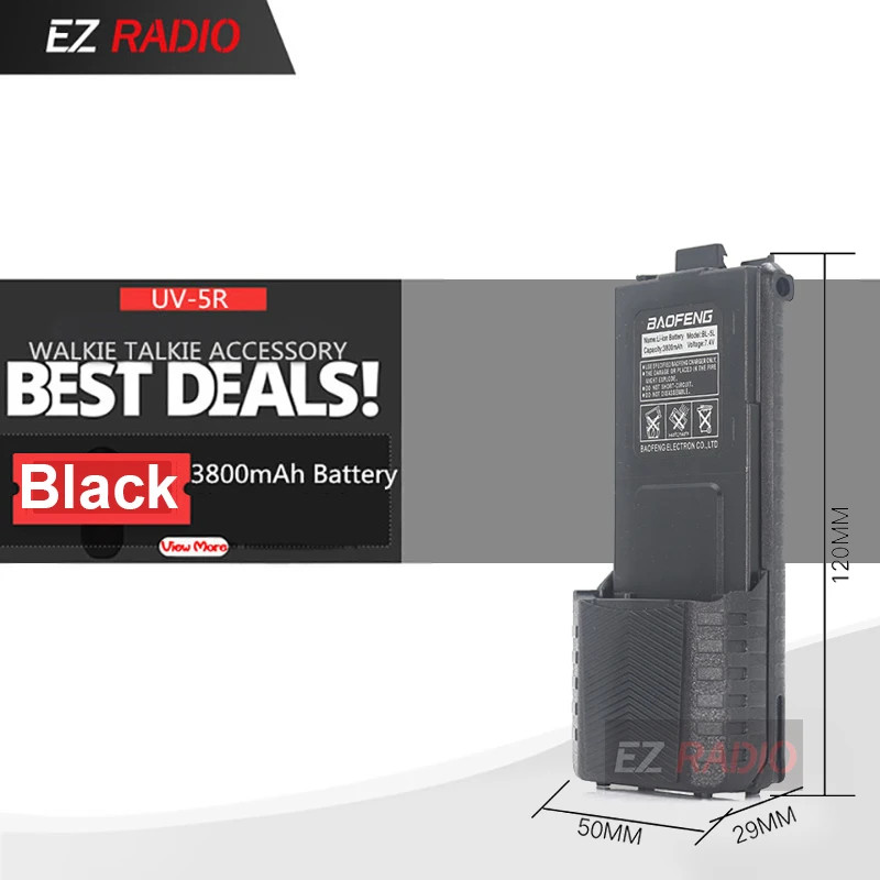 Black 3800 USB Зарядное устройство кабель для BAOFENG UV-5R UV-5RA UV-5RE увеличить 3800 мА/ч, UV-82 Батарея usb-кабель Baofeng UV 5R Батарея зарядный кабель - Цвет: Black 3800
