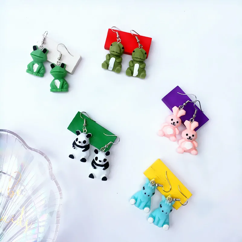 

1Pair Drop Earrings Cute Animal Flatback Resins Creative Dangle Jewelry For Girl And Woman