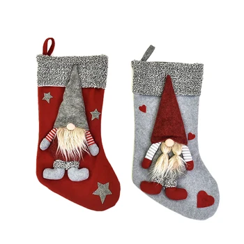 

Forest Man Figurine Red Christmas Stocking/Christmas Tree Ornaments/Christmas Gift Bag/Candy Bag/Christmas Tree Pendant