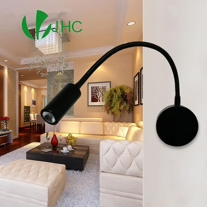 

Black Flexible Hose LED Modern Wall Lamp Flexible Arm Light 3W LED Mirror Lighting Eye-protective Adjustable Wall Lighting 220v