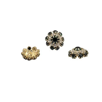 

12pcs Dark Green Crystal rhinestone applique Gold Base Belt Applique Sew on Rhinestone For Women Dress Party Wedding Dress