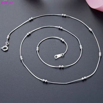 

BOCAI s925 sterling silver necklace for men and women retro 065 octagonal snake chain 2020 new fashion 2.0 double beads chain