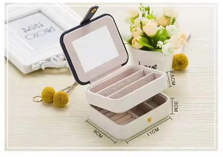 Wholesale exquisite three layers jewelry storage box for ring earrings in PU leather can be customized
