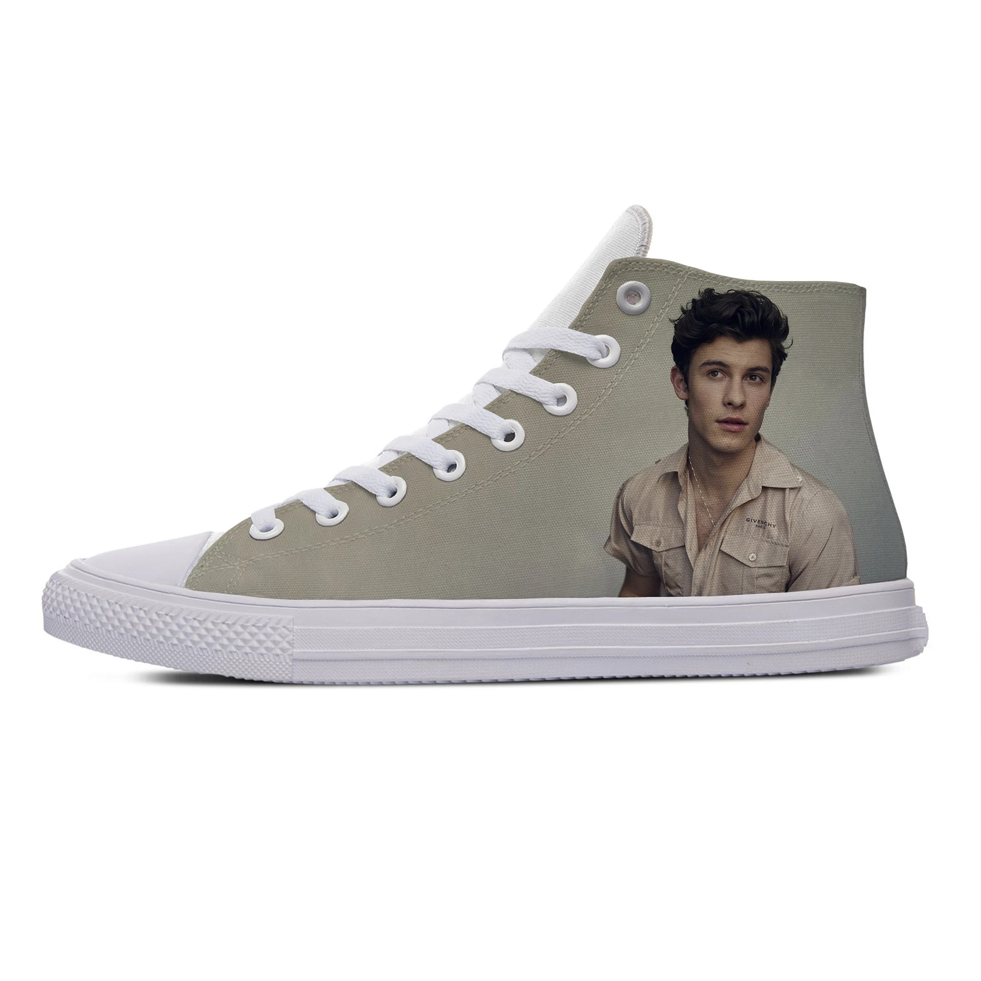 Популярные Модные Повседневные холщовые кроссовки Pop Singer Shawn Mendes высокие дышащие