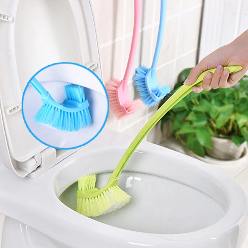 Strong toilet brush Plastic Scrubber bent Clean edge Bend handle Corner ...