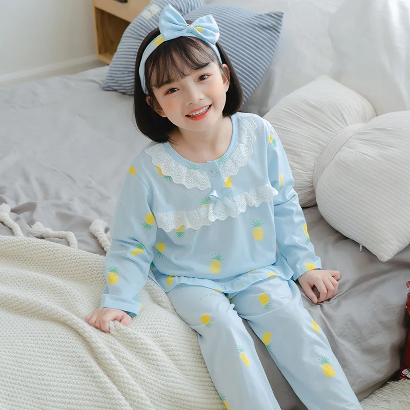 

Spring And Autumn Long Sleeve CHILDREN'S Pajamas Kids Set Pure Cotton Crew Neck Baby Cartoon Tracksuit Big Boy Men And Women Chi