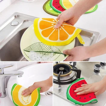 

Hand Towel Children's Handkerchief Kitchen Strong Water Absorption Cartoon 1PC Hand Towel Home Cute Fruit Shaped Hanging Type