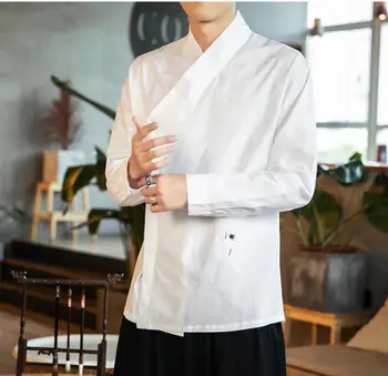 

2020 new shirt men's embroidered cross collar retro Chinese large size Chinese shirt stage singer costumes men shirts